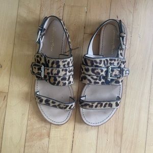 Gianvito Rossi Leopard Print Calf Hair Sandals
